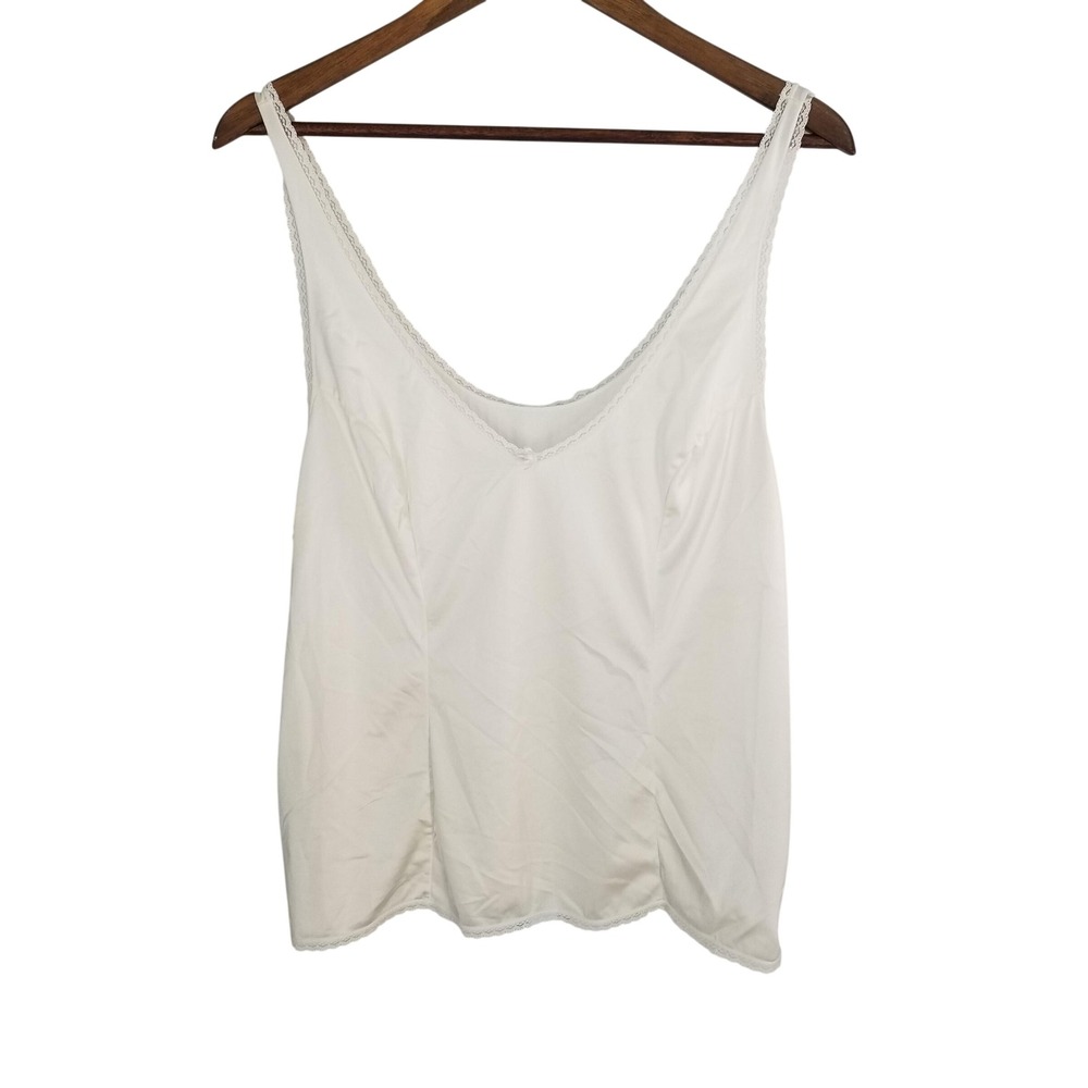 Vanity Fair Vintage White Lace Trim Nylon Camisole Top Sz 40 Made in USA Bridal